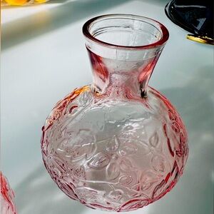 Rose Floral Depression Glass carafe + cup
